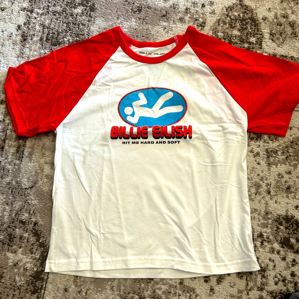 Red and White Billie Eilish Graphic T-Shirt